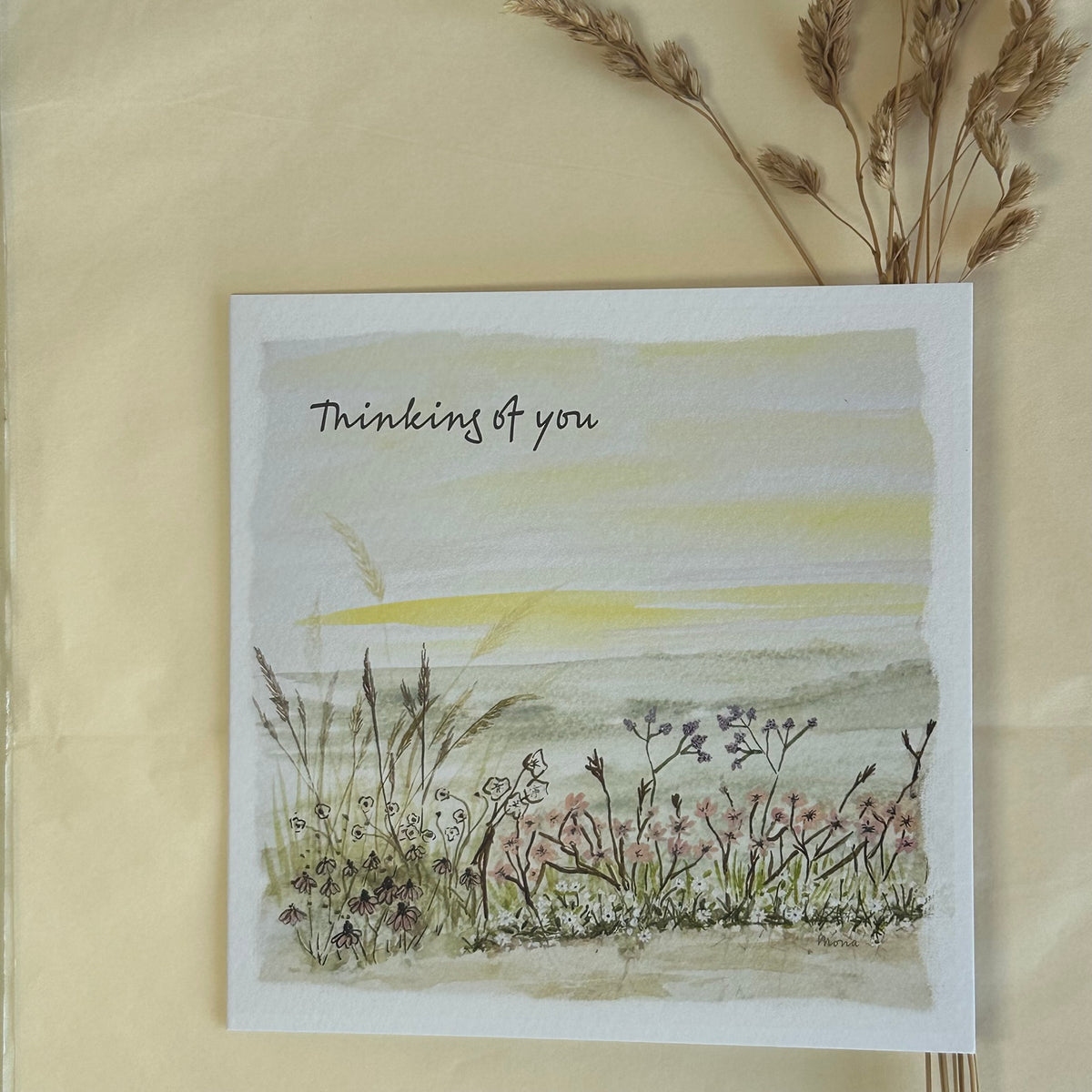 End of Summer Thinking of You greeting card with dried grasses