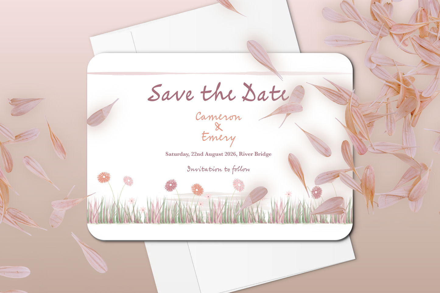 Garden Romance Save the Date Card with Envelope - Pack of 10