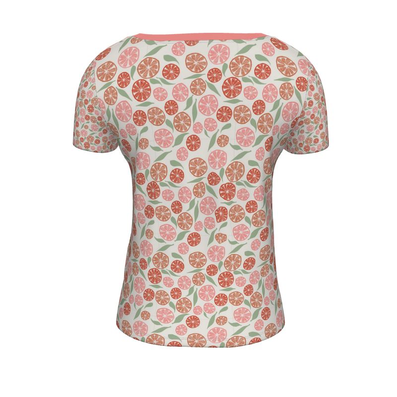 T-shirt with a floral pattern on a white background