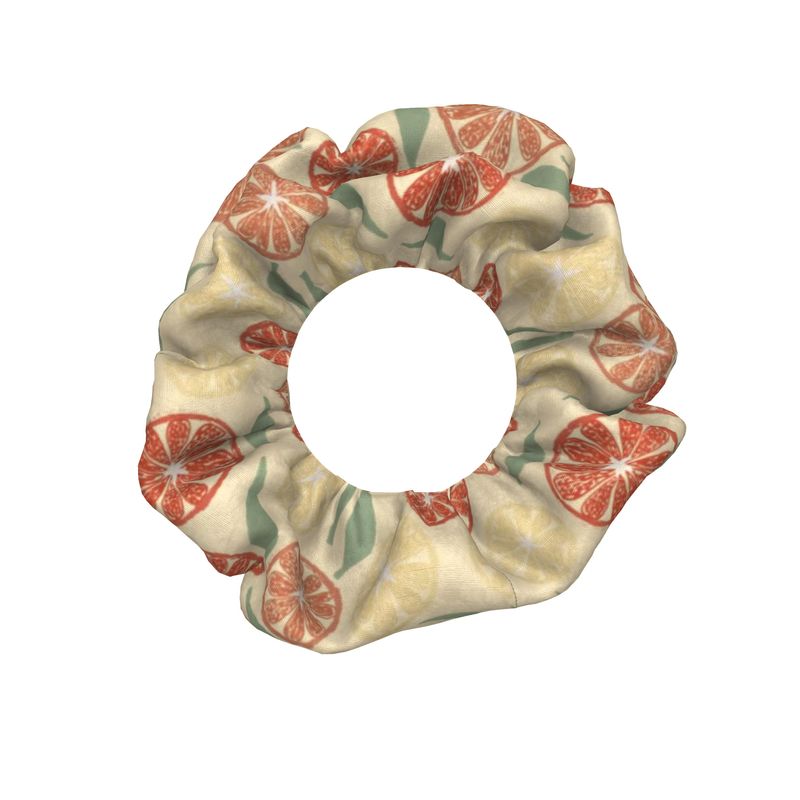 Scrunchie with grapefruit pattern on a white background