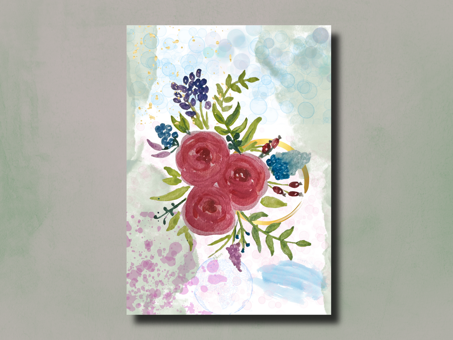 Bouquet of Love Watercolor Print on Matte Paper (Unframed)