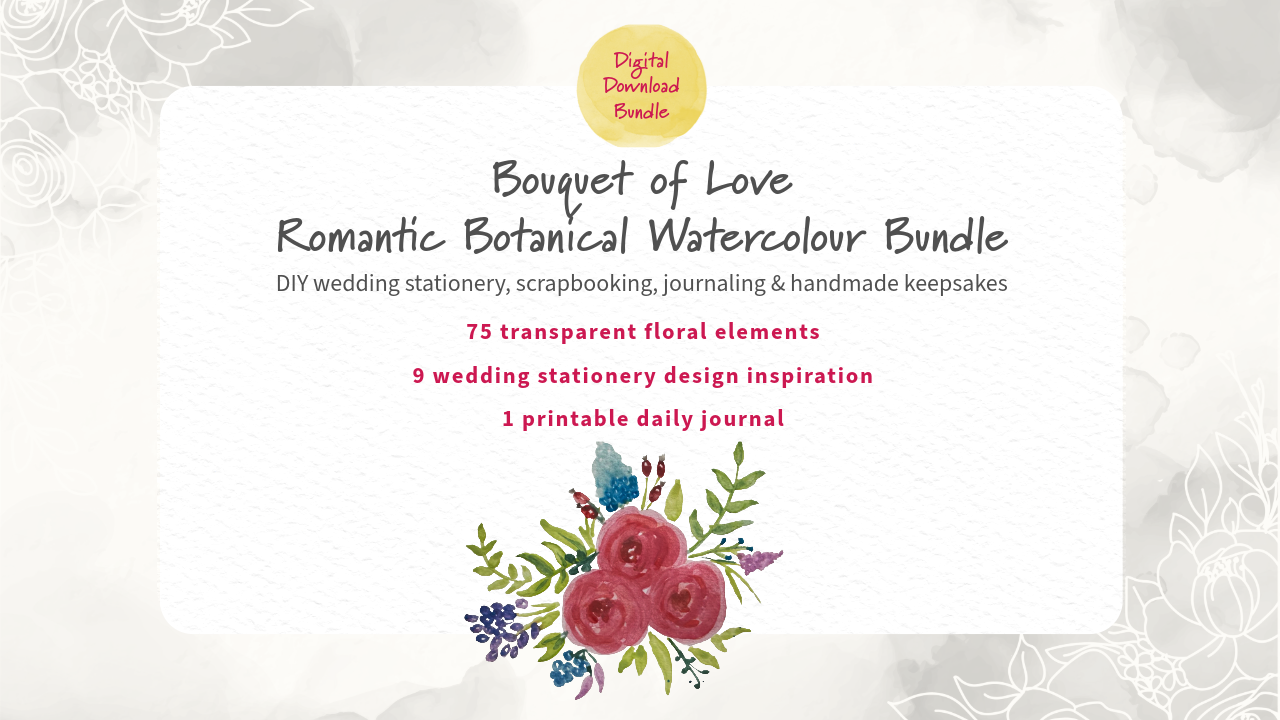 Garden Romance Wedding Clipart & Scrapbook Bundle