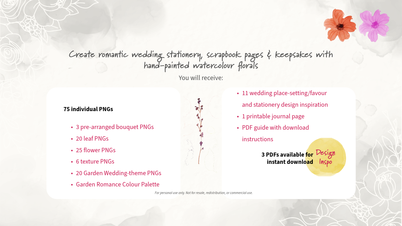 Garden Romance Wedding Clipart & Scrapbook Bundle