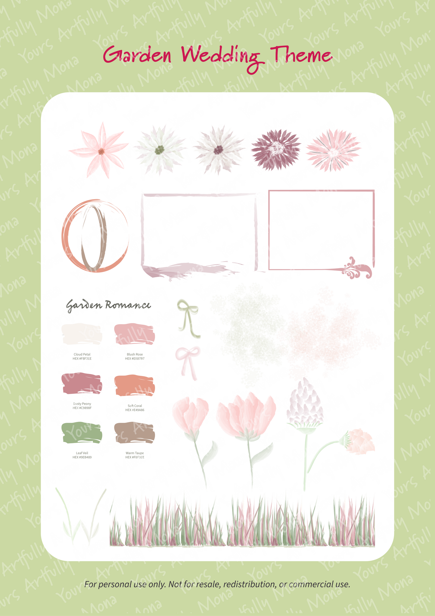 Garden Romance Wedding Clipart & Scrapbook Bundle