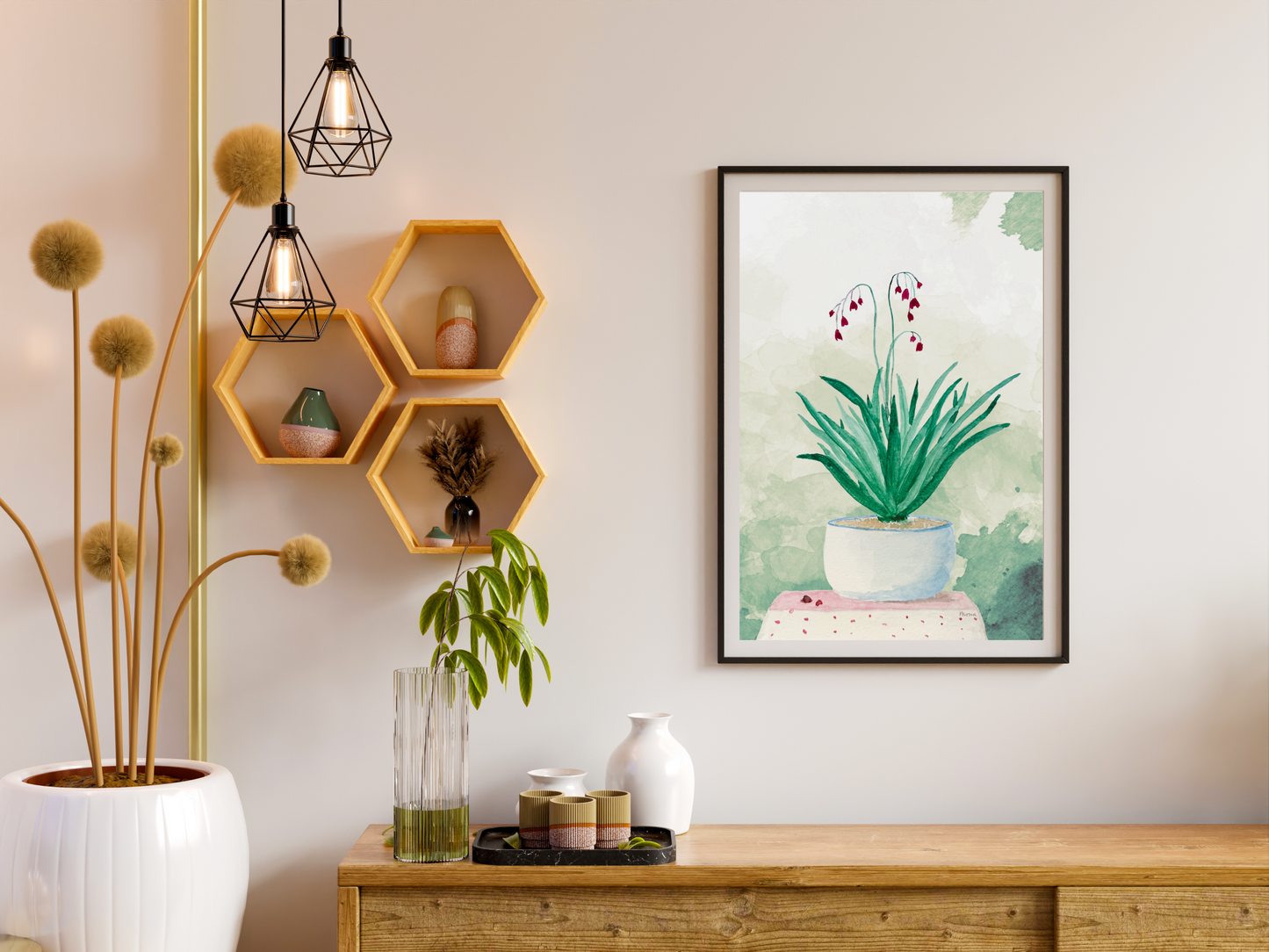 Little Blue Pot of Blooms Printable Wall Art - Digital Download