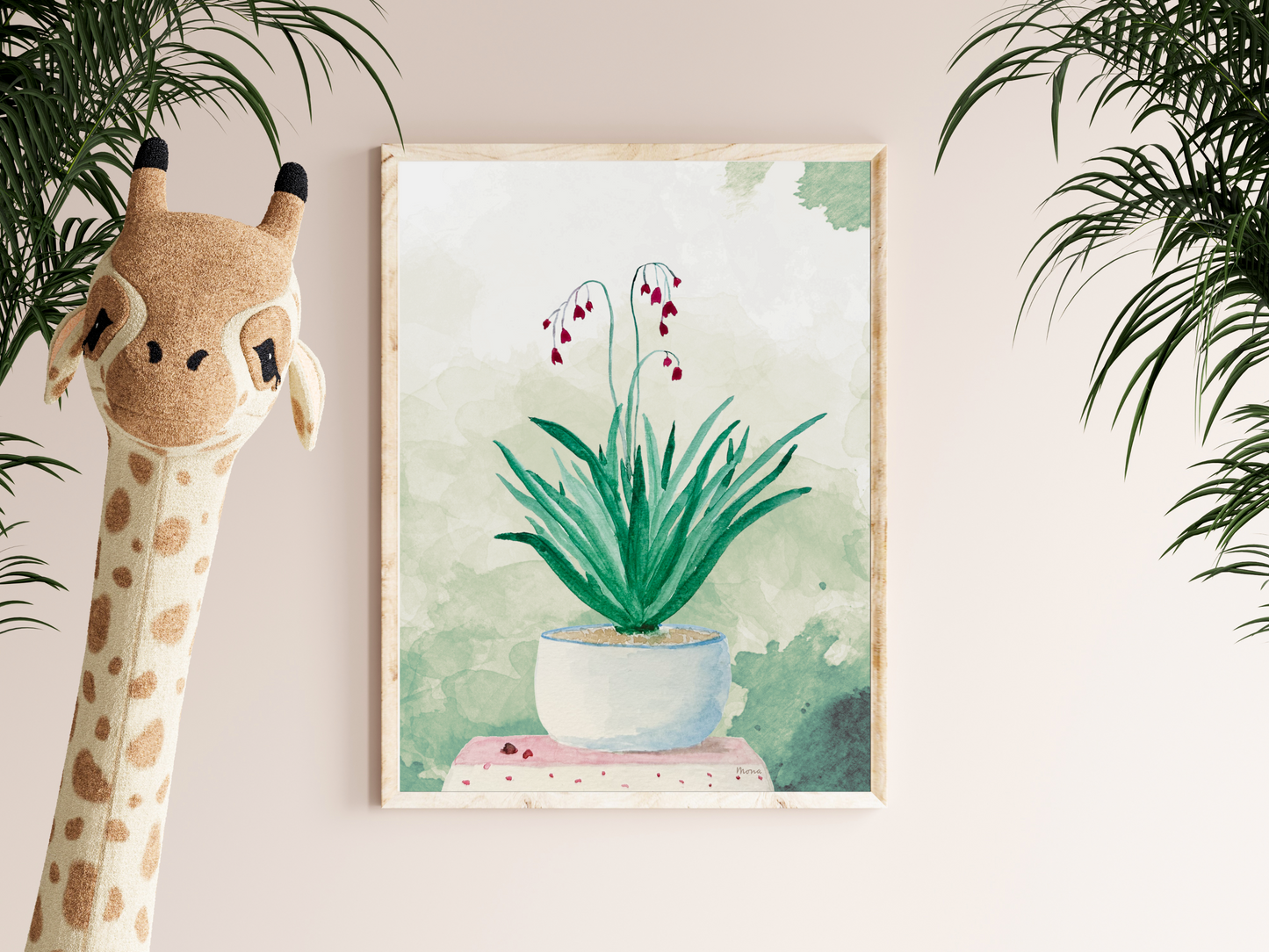 Little Blue Pot of Blooms Printable Wall Art - Digital Download