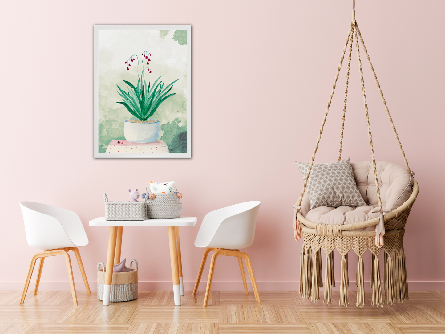 Little Blue Pot of Blooms Printable Wall Art - Digital Download