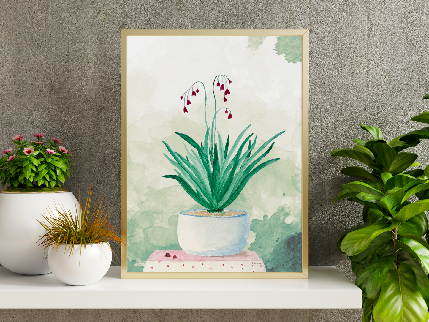 Little Blue Pot of Blooms Printable Wall Art - Digital Download