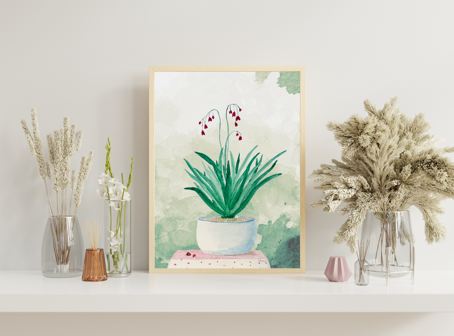 Little Blue Pot of Blooms Printable Wall Art - Digital Download