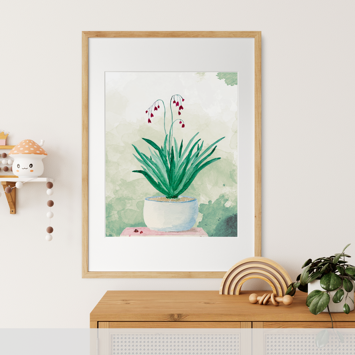 Little Blue Pot of Blooms Printable Wall Art - Digital Download