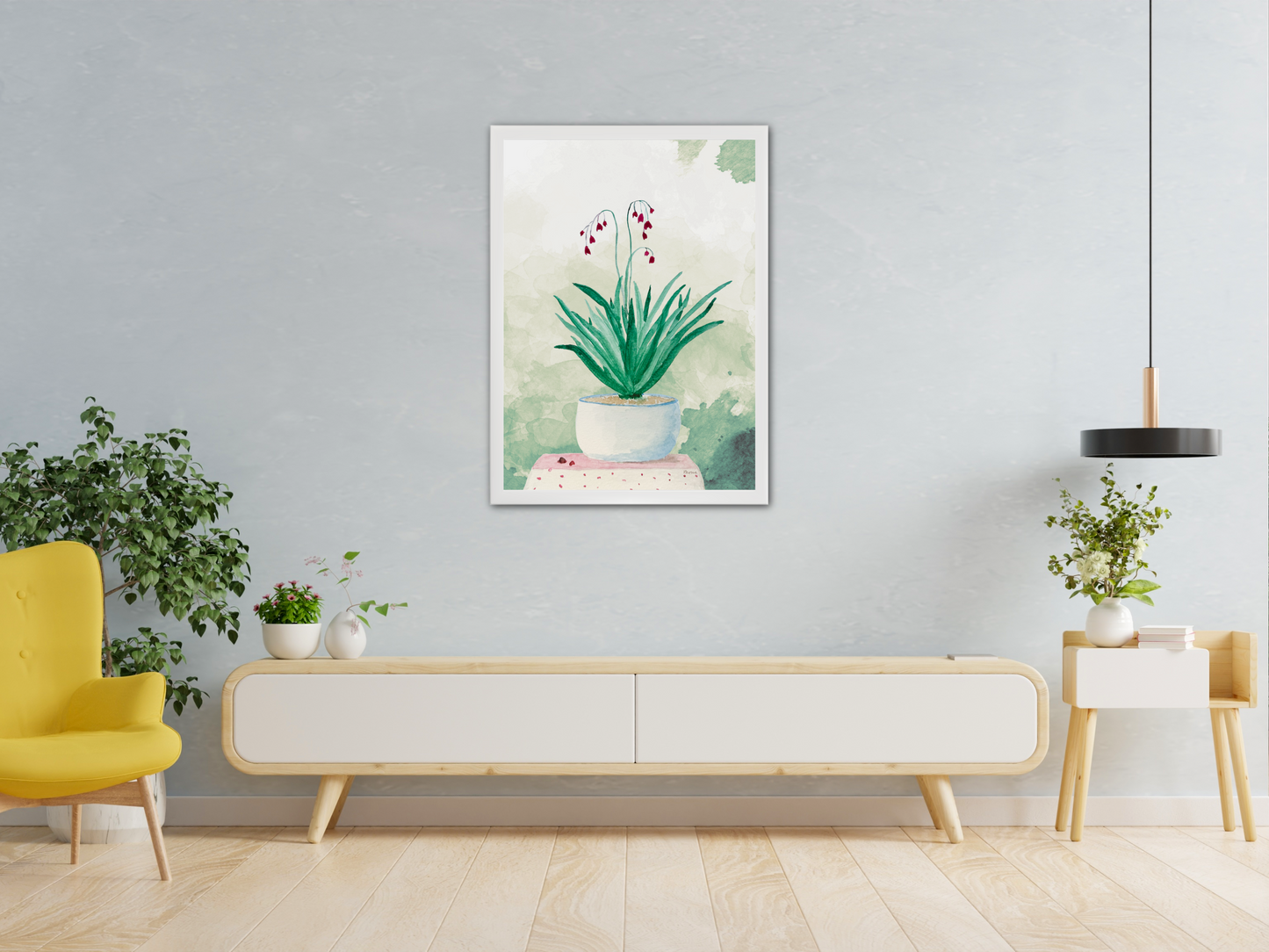 Little Blue Pot of Blooms Printable Wall Art - Digital Download