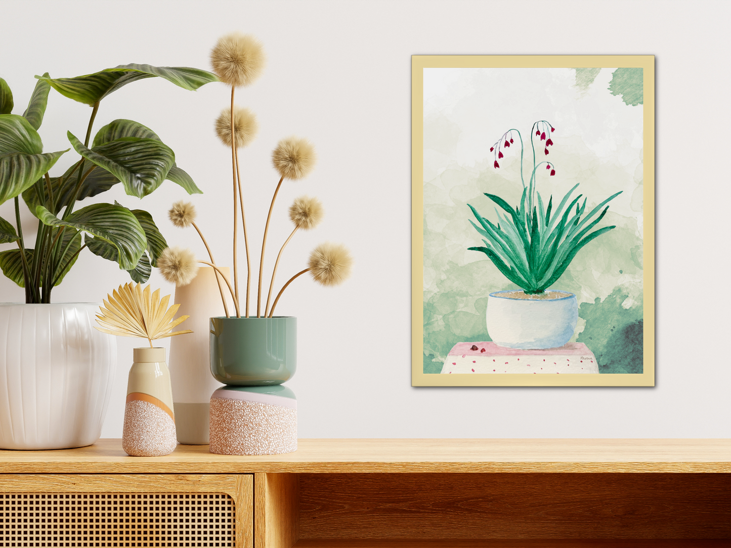 Little Blue Pot of Blooms Printable Wall Art - Digital Download