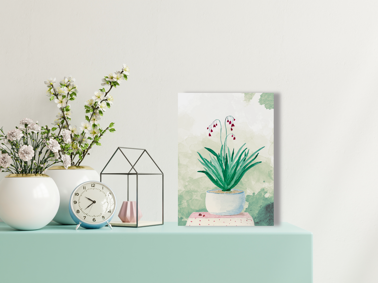 Little Blue Pot of Blooms Printable Wall Art - Digital Download