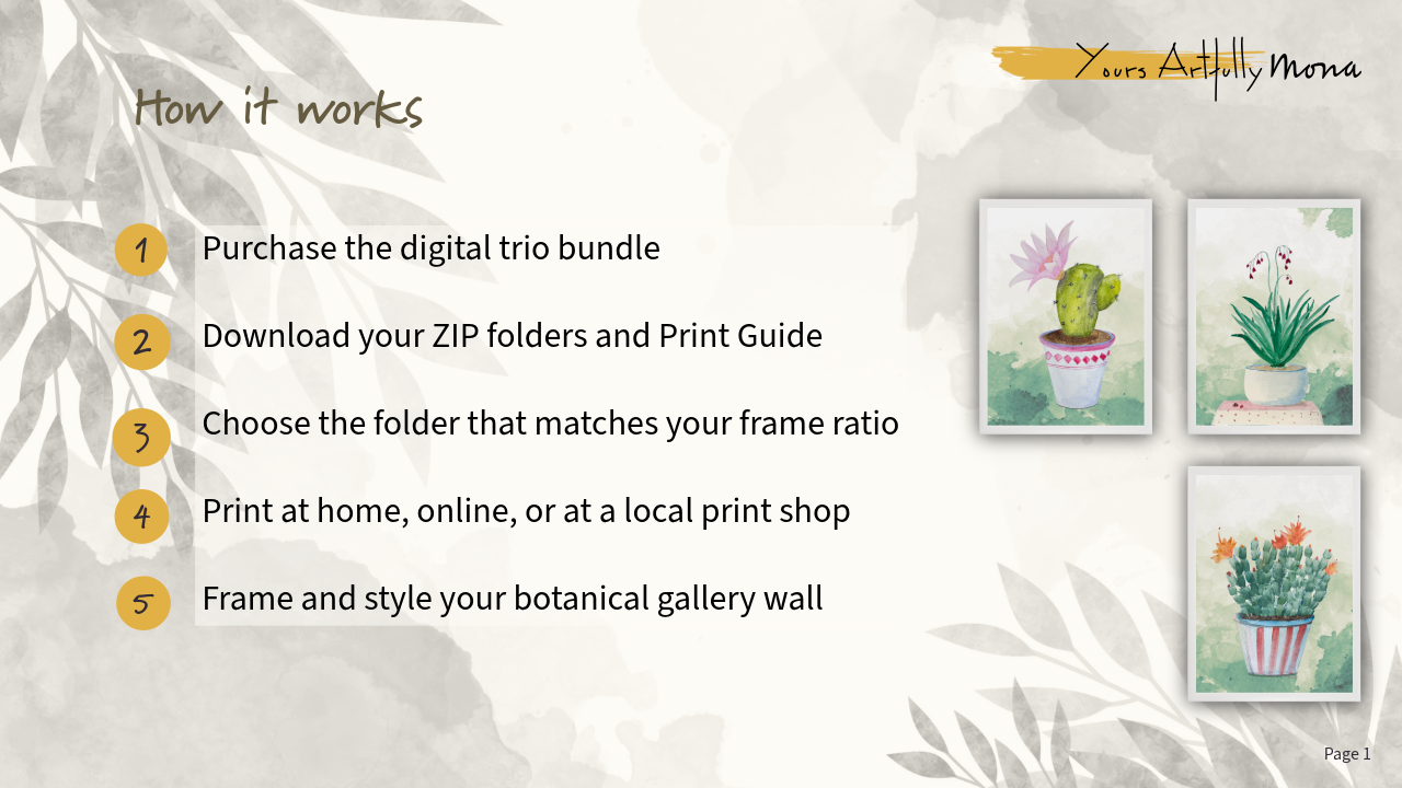 Potted Botanical Trio – Printable Wall Art Set of 3