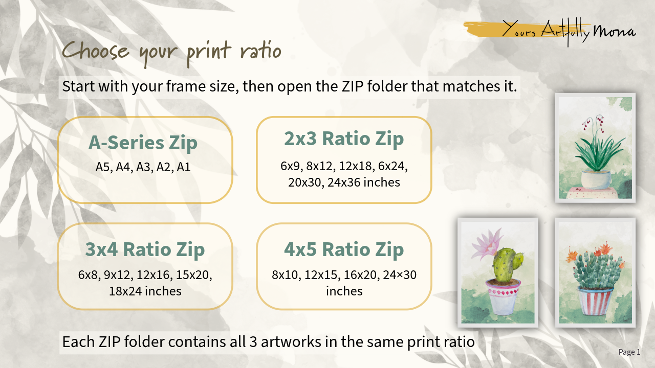 Potted Botanical Trio – Printable Wall Art Set of 3
