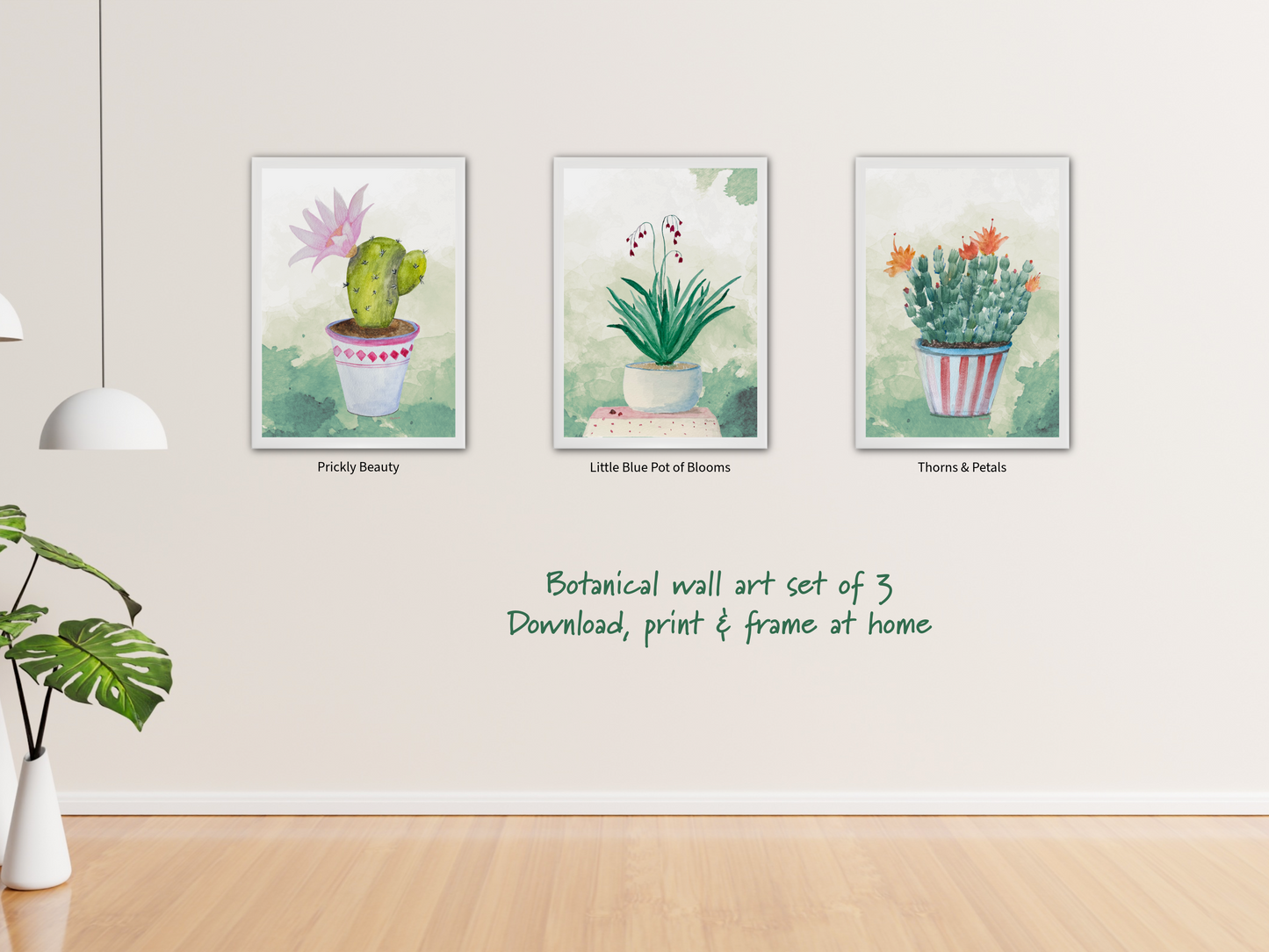 Potted Botanical Trio – Printable Wall Art Set of 3