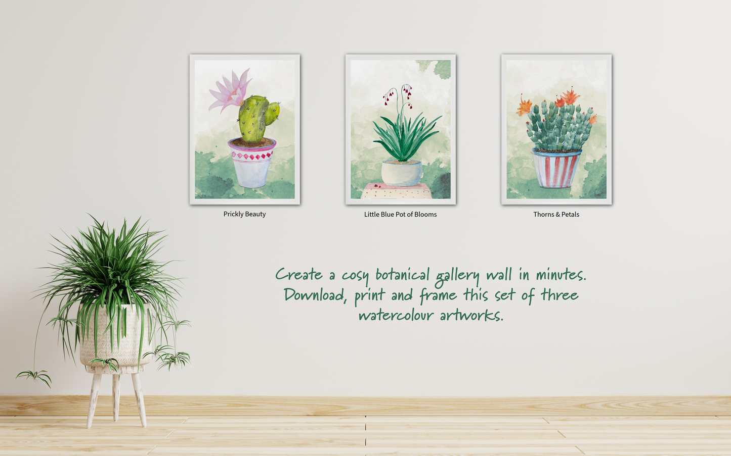 Potted Botanical Trio – Printable Wall Art Set of 3