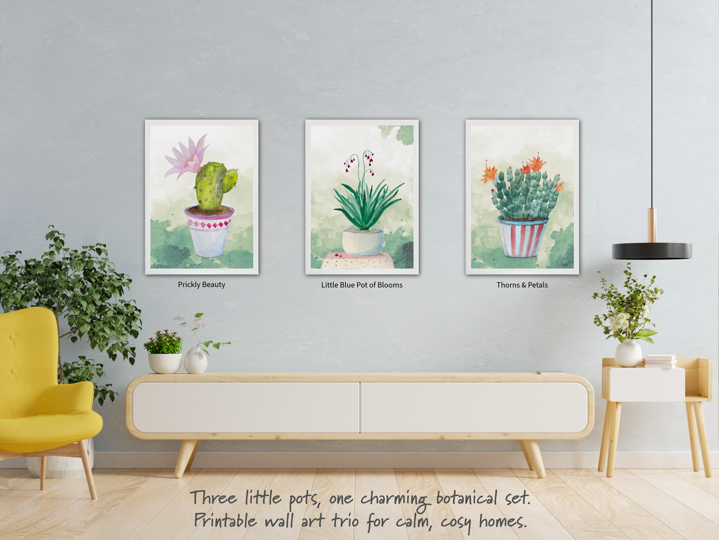 Potted Botanical Trio – Printable Wall Art Set of 3