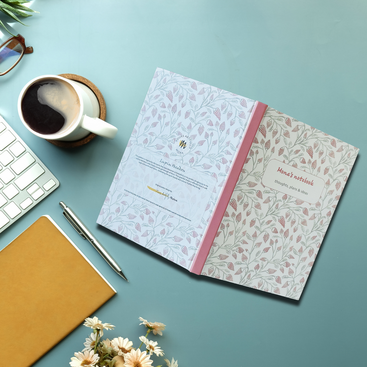 Personalised A5 Hardback Notebook — Lupin Meadow