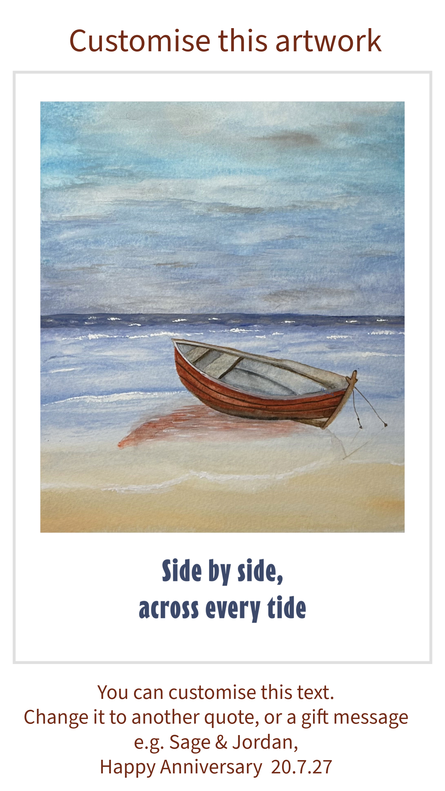Red Boat by the Shore - Coastal Watercolour Art Print
