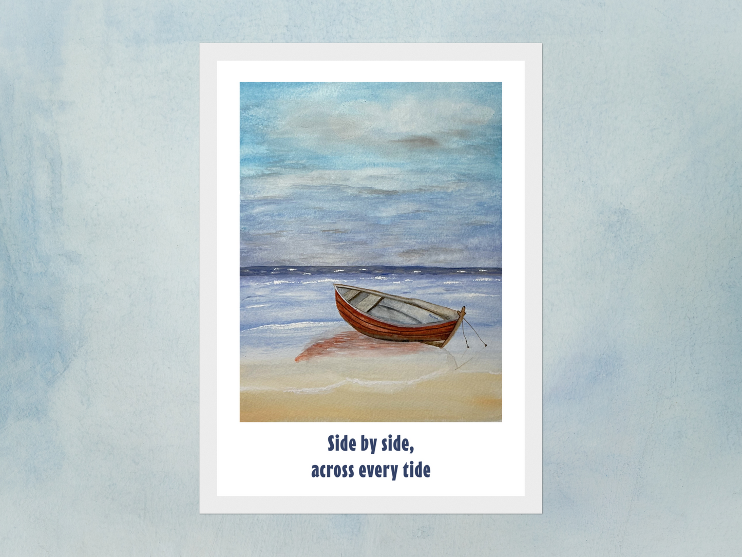 Red Boat by the Shore - Coastal Watercolour Art Print