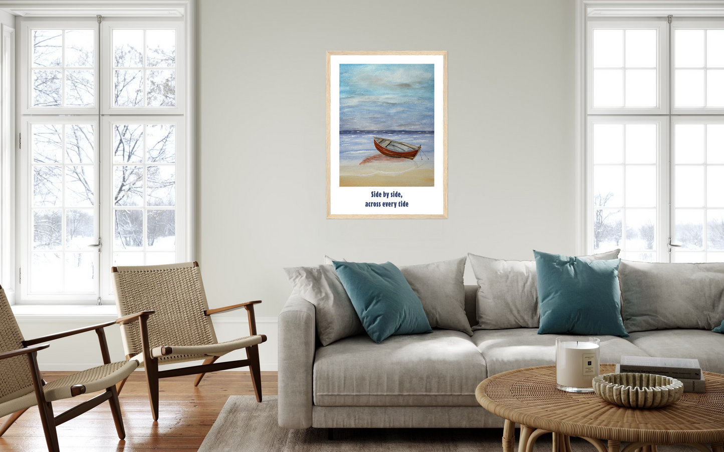Red Boat by the Shore - Coastal Watercolour Art Print