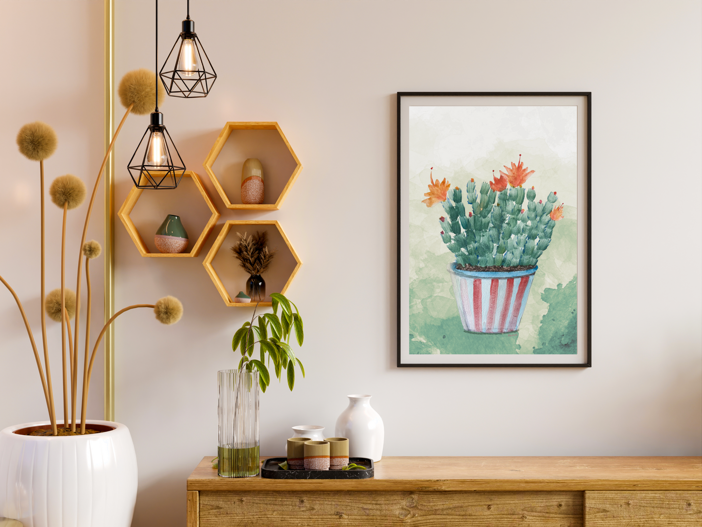 Thorns and Petals Cactus Watercolour Print - Digital Download
