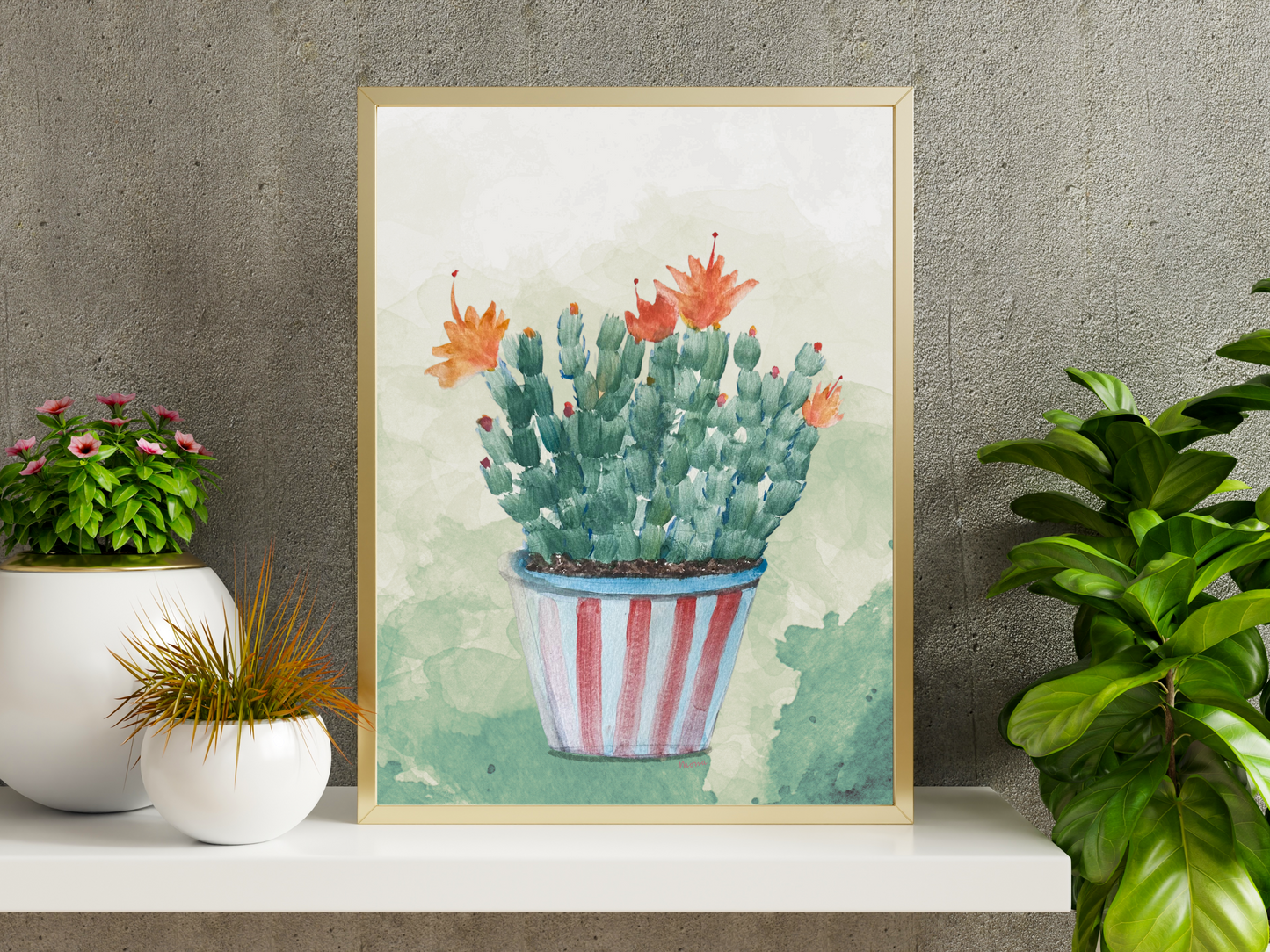 Thorns and Petals Cactus Watercolour Print - Digital Download