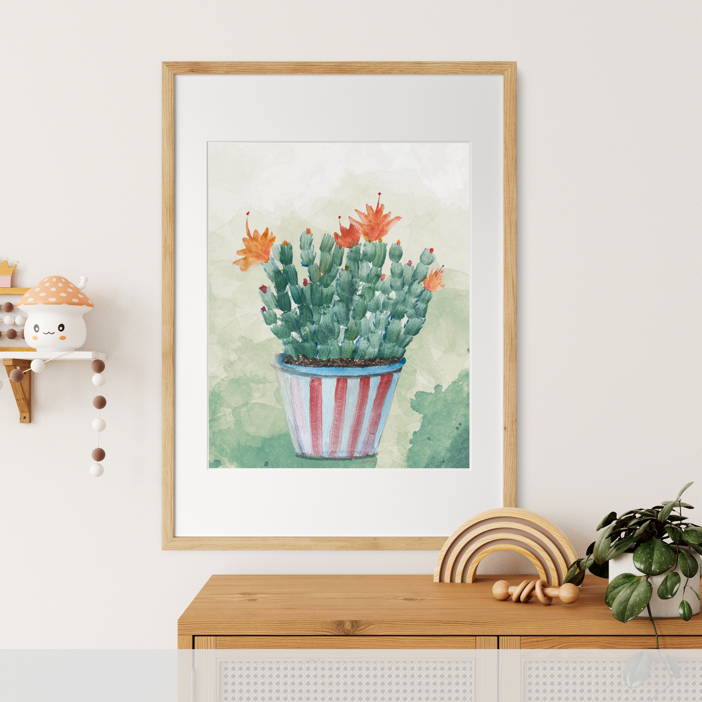 Thorns and Petals Cactus Watercolour Print - Digital Download