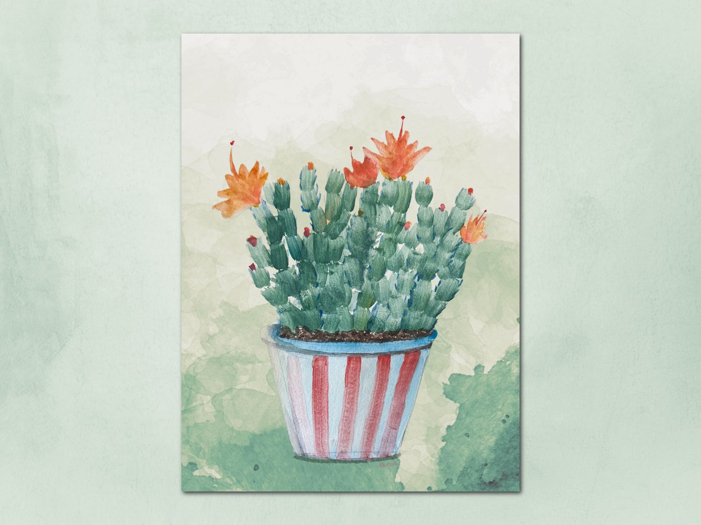 Thorns and Petals Cactus Watercolour Print - Digital Download