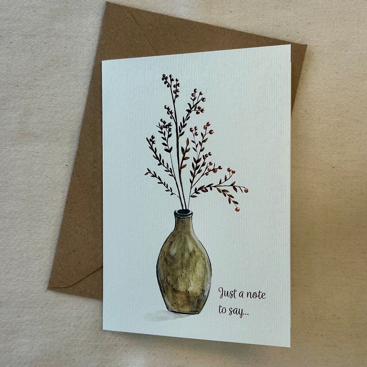 Autumn Gathered Just a Note card with kraft envelope