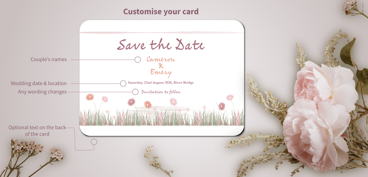 Garden Romance Save the Date Card with Envelope - Pack of 10