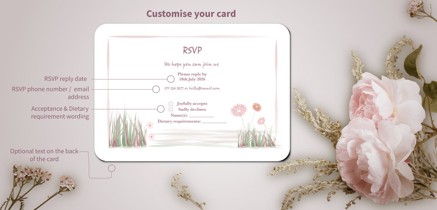 Garden Romance RSVP Insert - Pack of 10