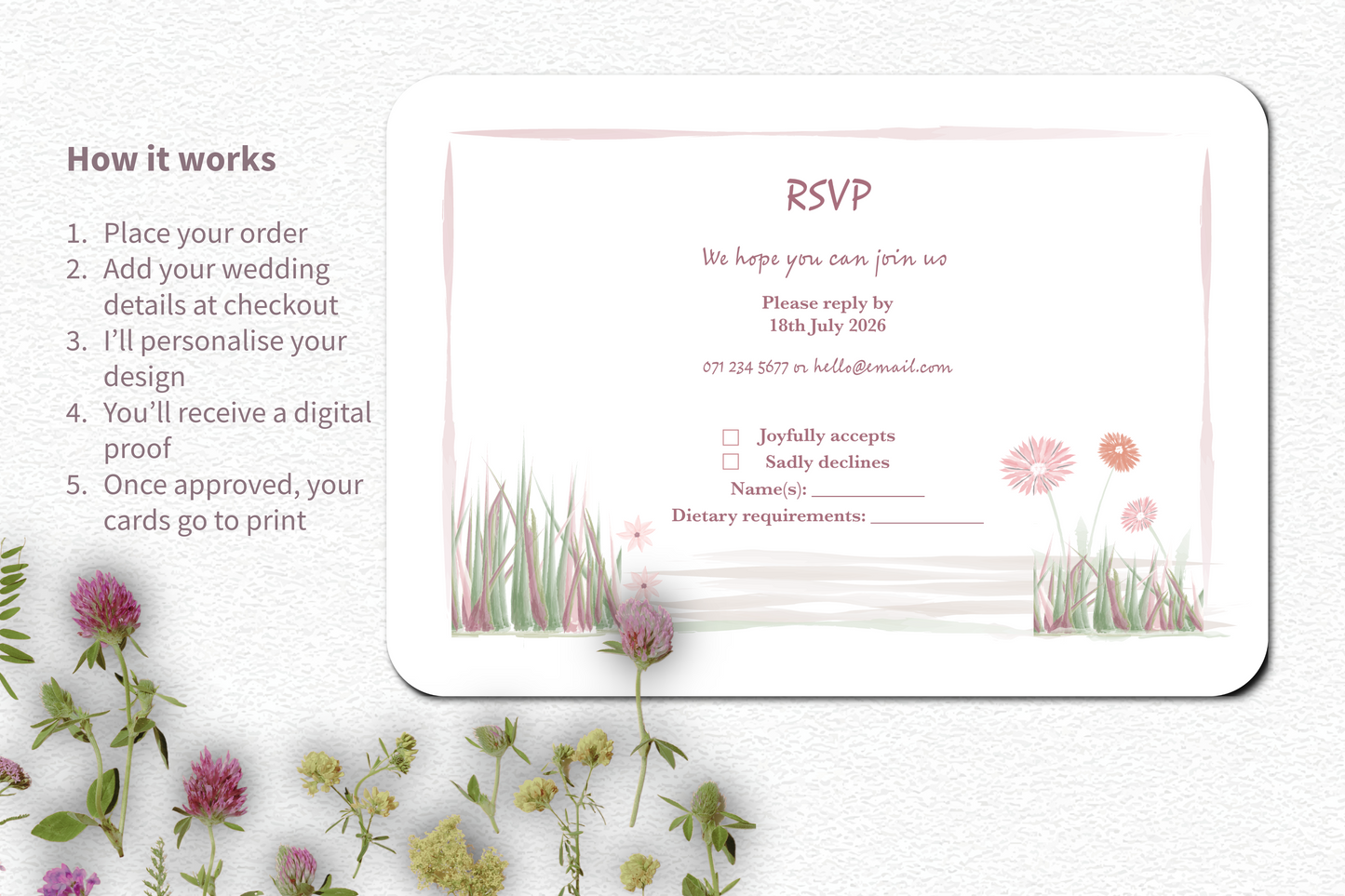 Garden Romance RSVP Insert - Pack of 10