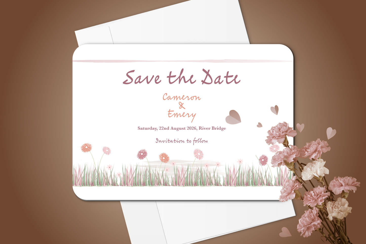Garden Romance Save the Date Card with Envelope - Pack of 10