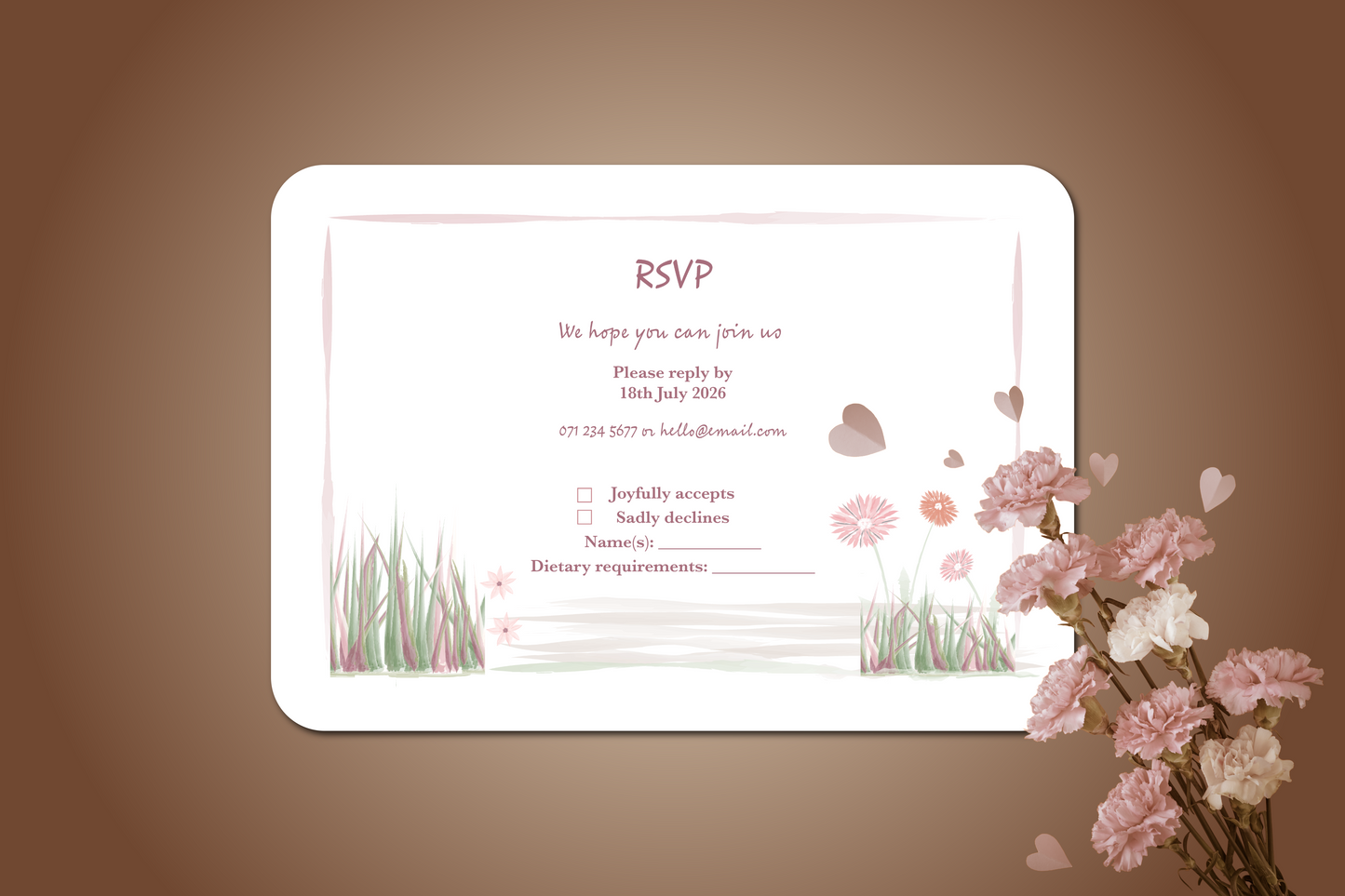Garden Romance RSVP Insert - Pack of 10