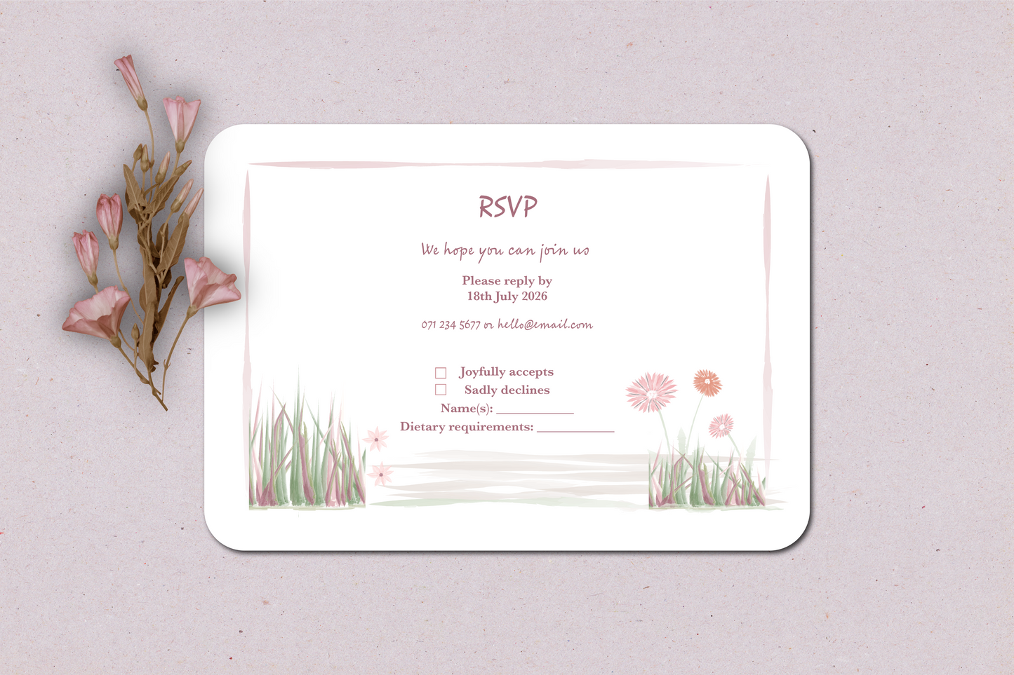 Garden Romance RSVP Insert - Pack of 10