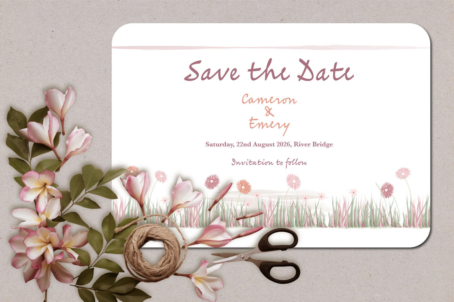 Garden Romance Save the Date Card with Envelope - Pack of 10