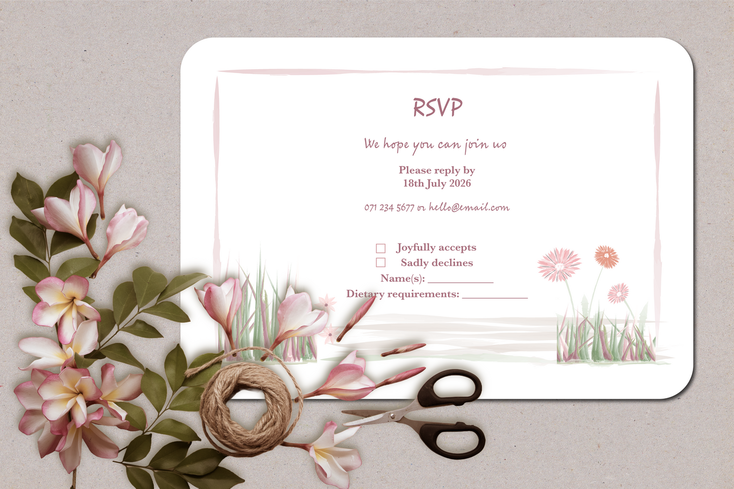 Garden Romance RSVP Insert - Pack of 10