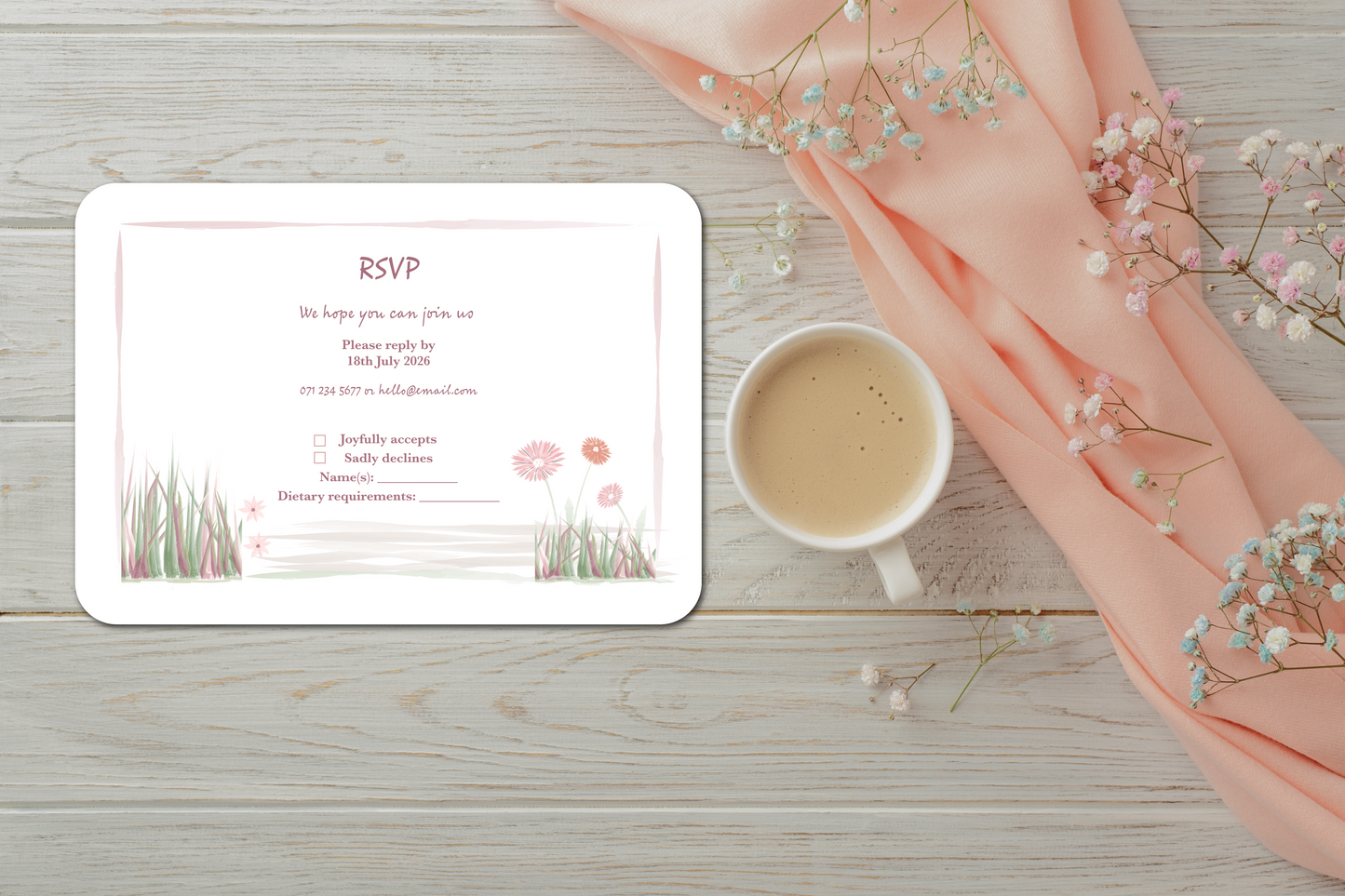 Garden Romance RSVP Insert - Pack of 10
