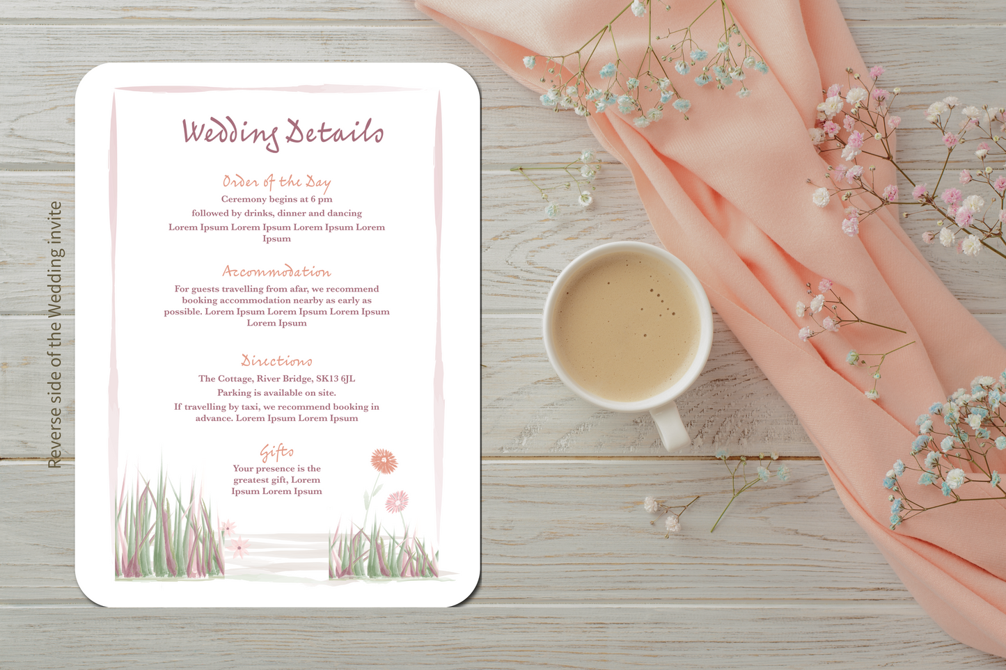Garden Romance Wedding Invitation Card with Envelope - Pack of 10