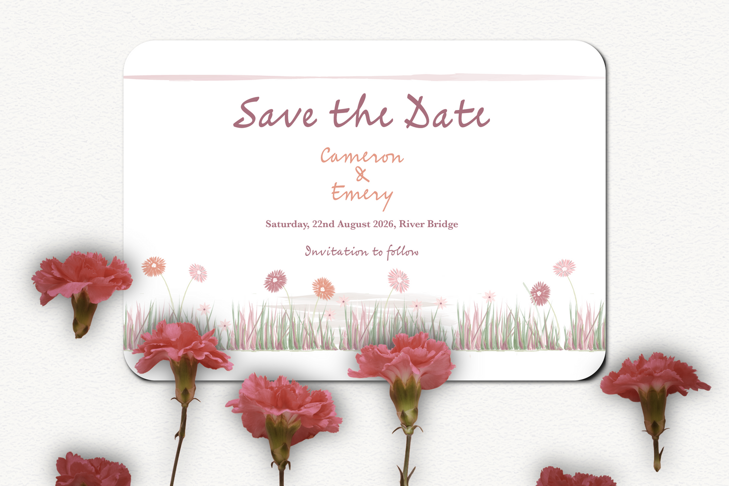 Garden Romance Save the Date Card with Envelope - Pack of 10