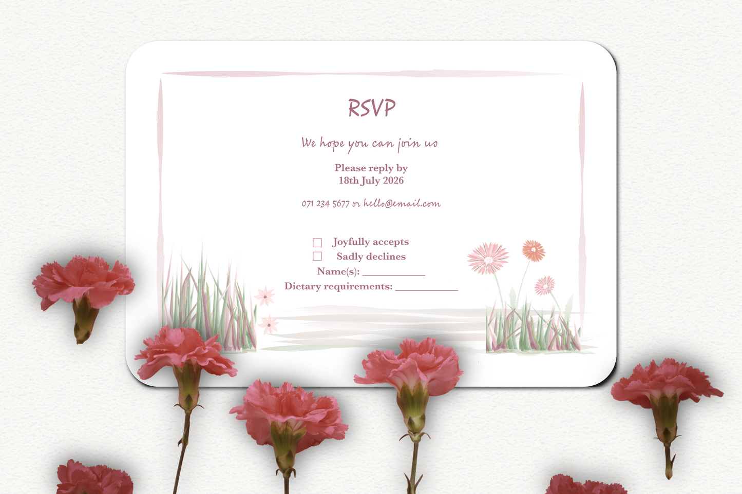 Garden Romance RSVP Insert - Pack of 10