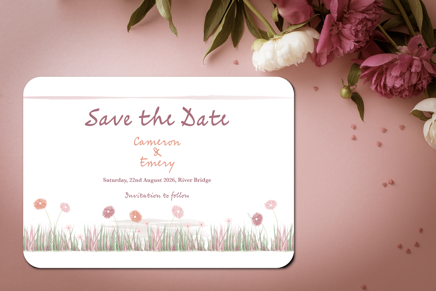 Garden Romance Save the Date Card with Envelope - Pack of 10