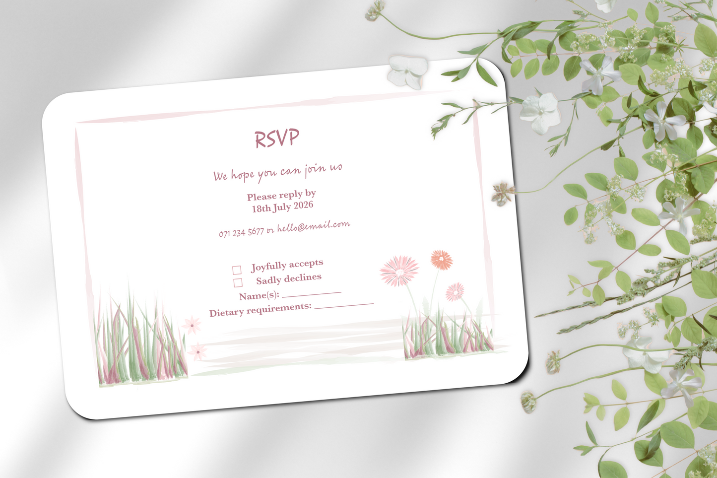 Garden Romance RSVP Insert - Pack of 10