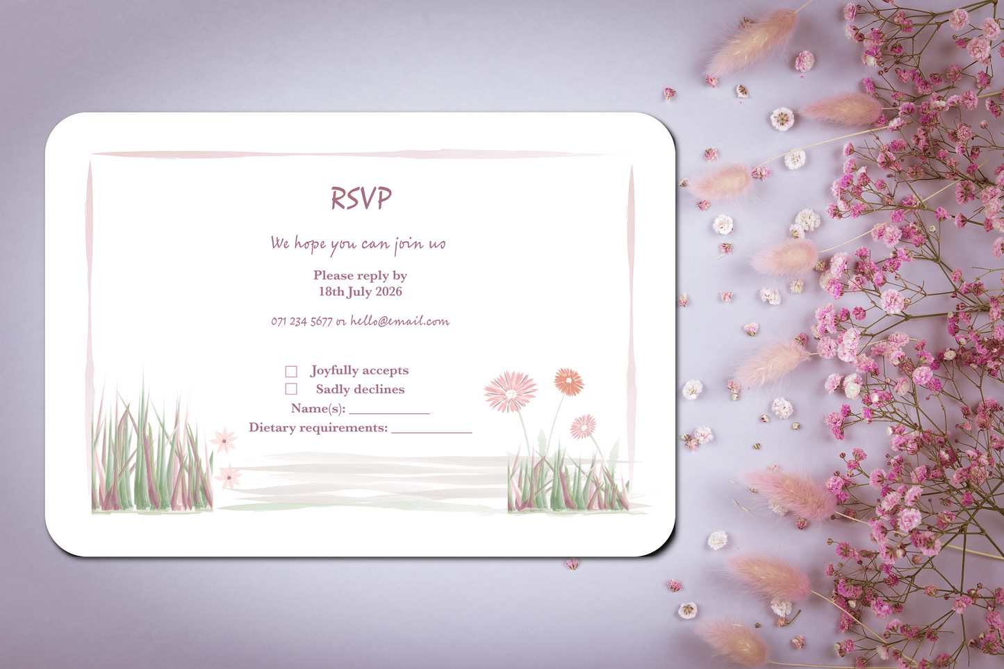 Garden Romance RSVP Insert - Pack of 10