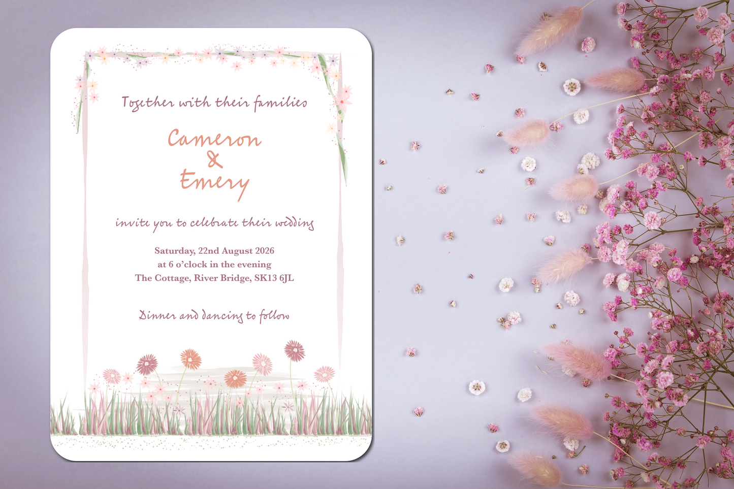 Garden Romance Wedding Invitation Card with Envelope - Pack of 10