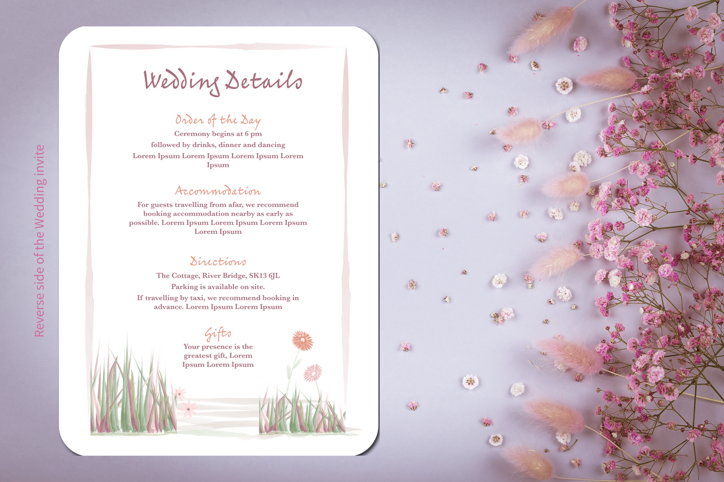 Garden Romance Wedding Invitation Card with Envelope - Pack of 10