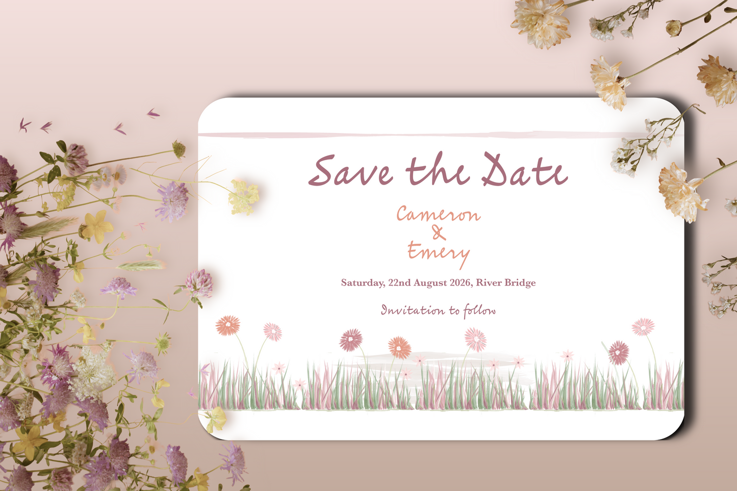 Garden Romance Save the Date Card with Envelope - Pack of 10