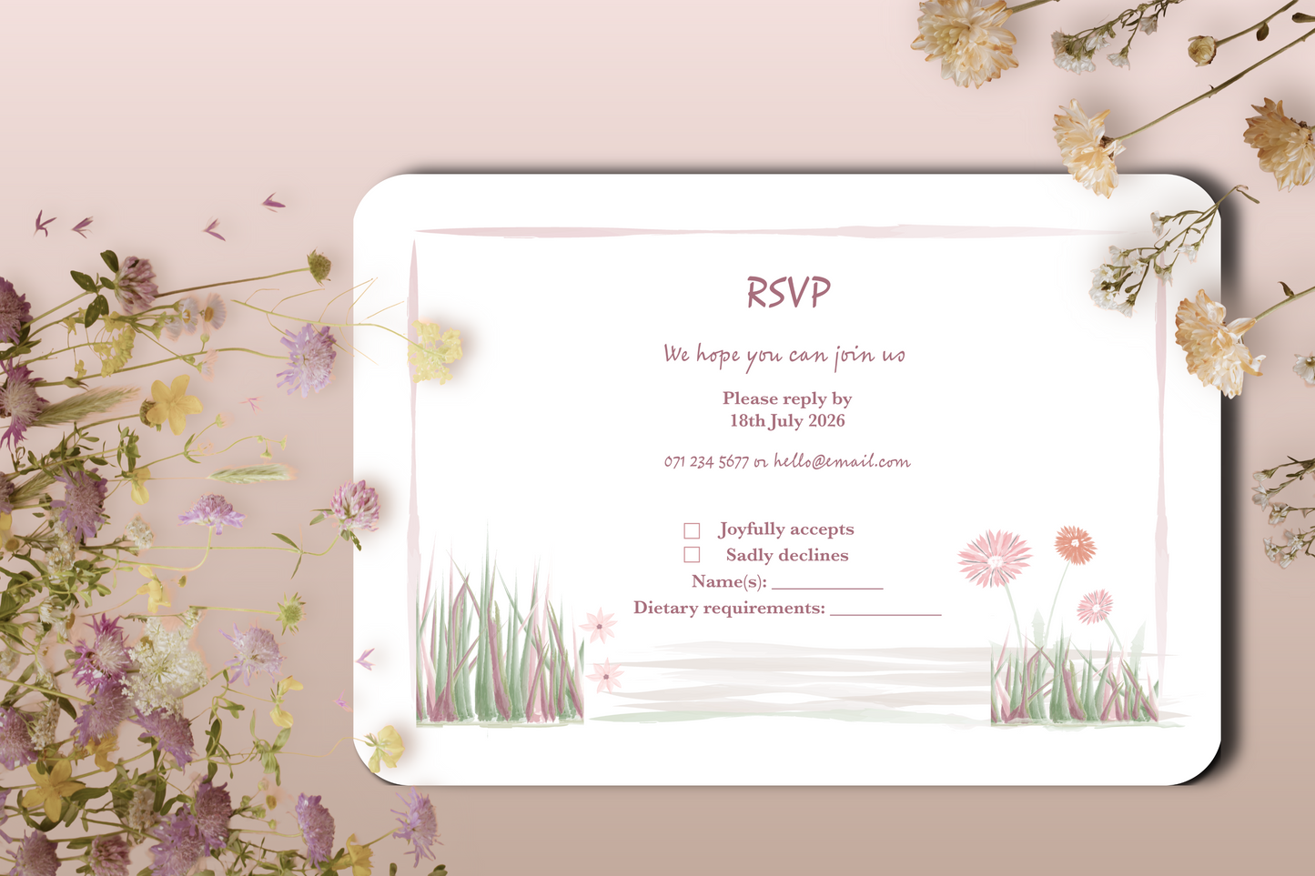 Garden Romance RSVP Insert - Pack of 10